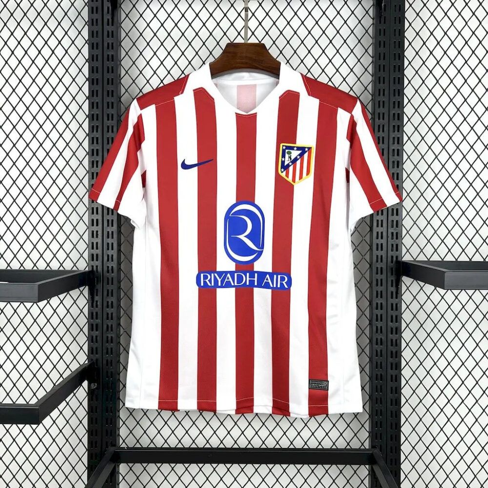 Camiseta Atletico Madrid 25-26 local rojiblanca clásica cuello vintage equipación