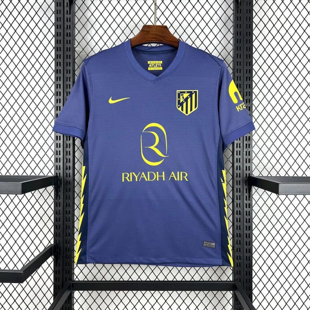 Camiseta Atletico Madrid 25-26 visitante azul marino rayo amarillo equipación Thunderstruck