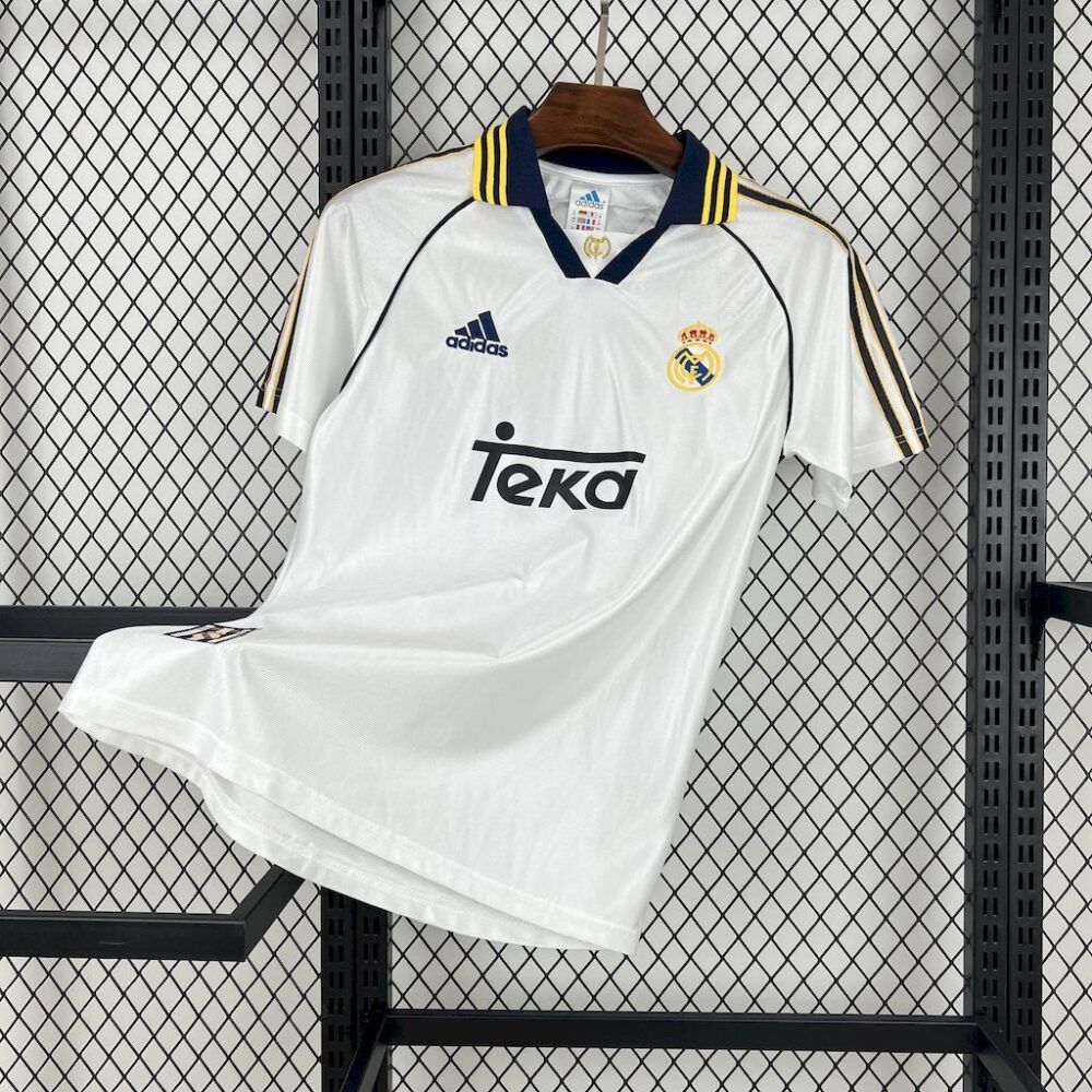 Camiseta Real Madrid 98-00 local blanca y negra retro oficial