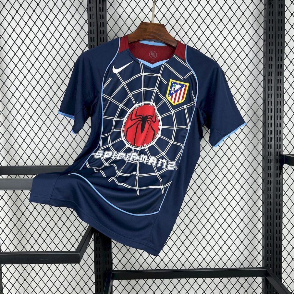 Camiseta Atlético de Madrid 04-05 visitante azul marino retro spiderman