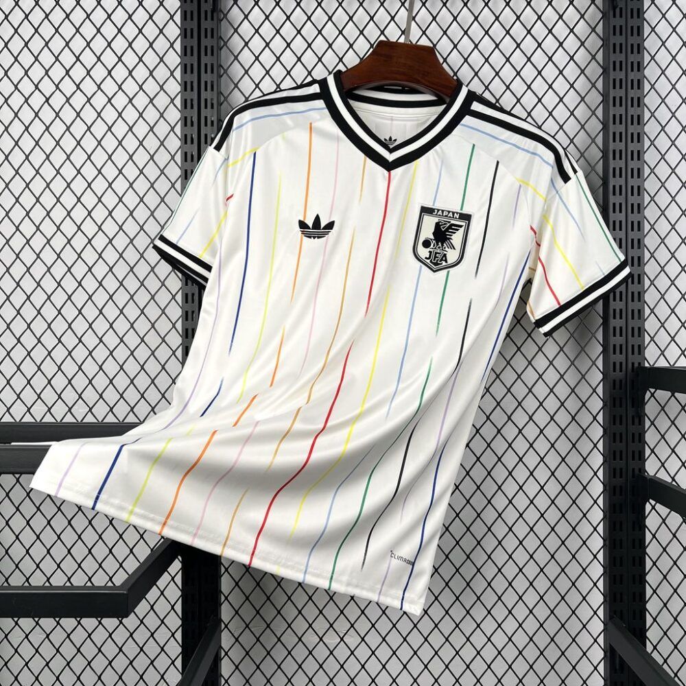 Nueva camiseta Japón 25-26 visitante blanca líneas colores Mundial 2026