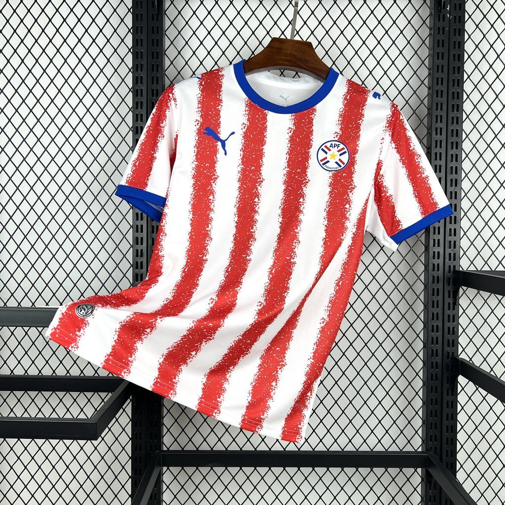 Nueva camiseta Paraguay 26-27 local franjas rojas y blancas oficial Mundial 2026