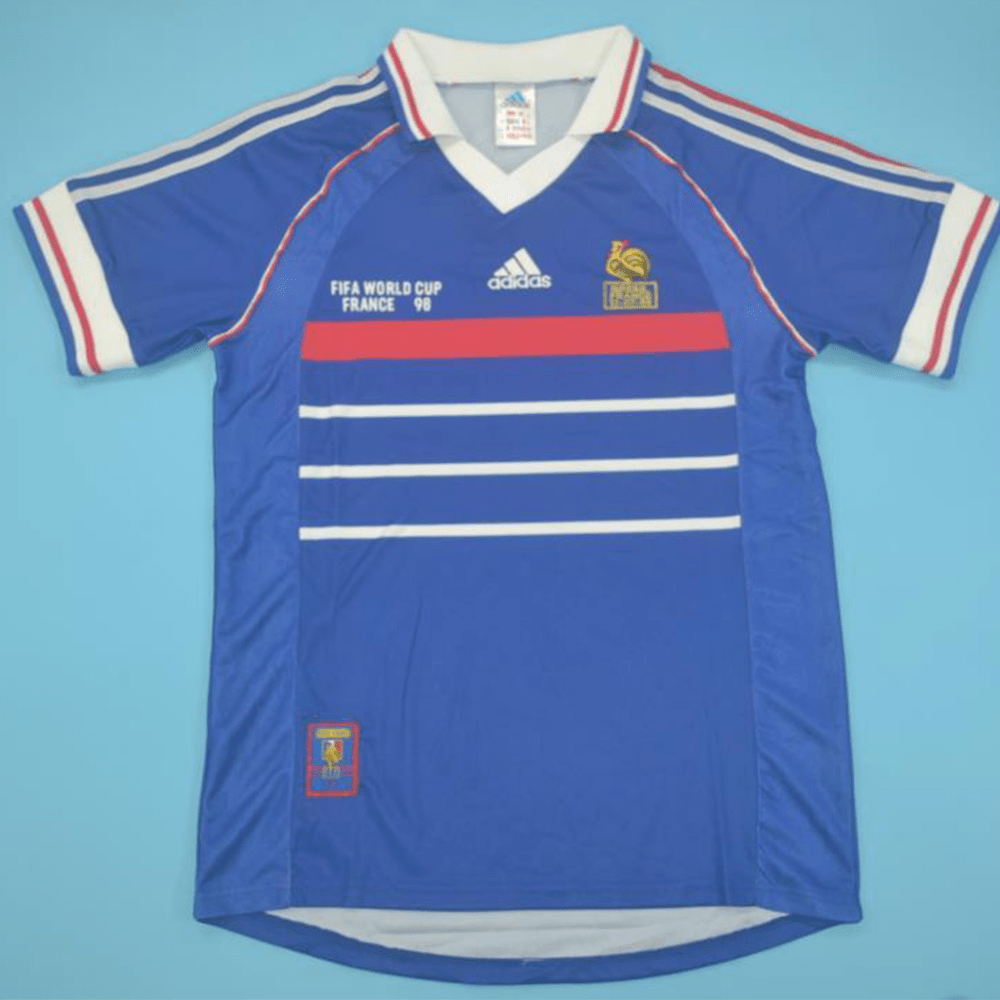 Camiseta Francia 98 local retro bordado Final Mundial azul