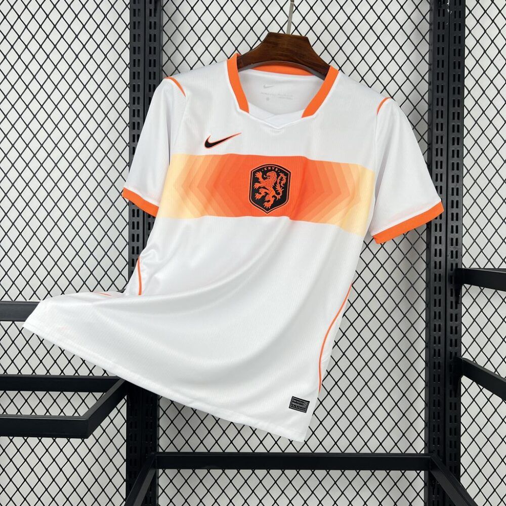 camiseta Holanda 26-27 visitante blanca franja naranja Mundial 2026