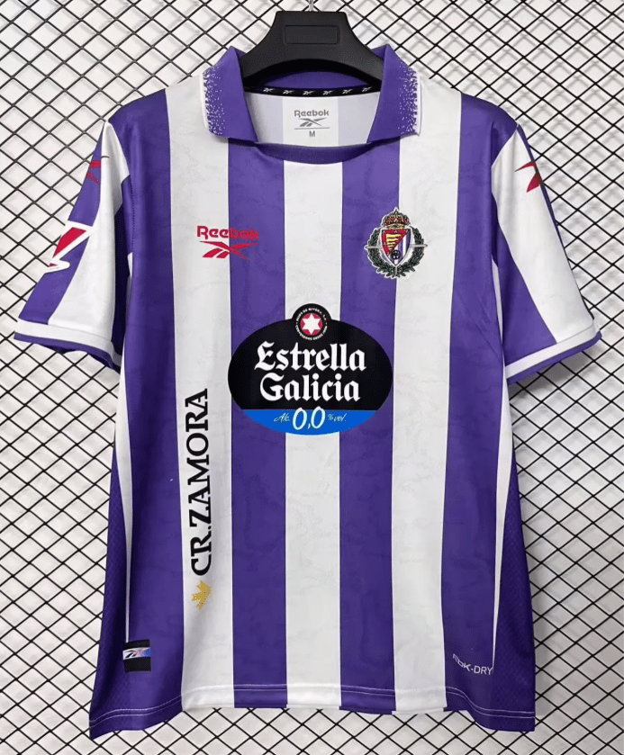 Nueva camiseta Real Valladolid 26-27 local franjas blanquivioletas